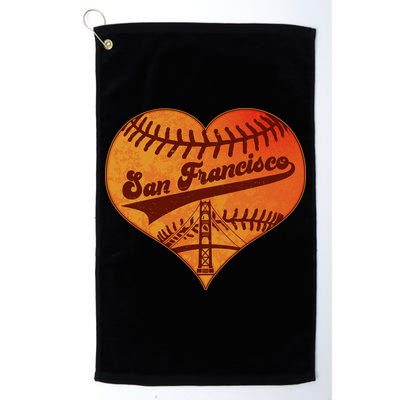 Retro Vintage San Francisco Baseball Heart Golf Towel