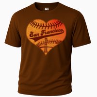 Retro Vintage San Francisco Baseball Heart Cooling Performance Crew T-Shirt
