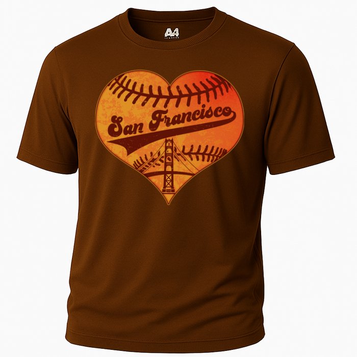 Retro Vintage San Francisco Baseball Heart Cooling Performance Crew T-Shirt