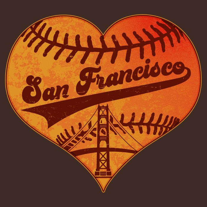 Retro Vintage San Francisco Baseball Heart Cooling Performance Crew T-Shirt
