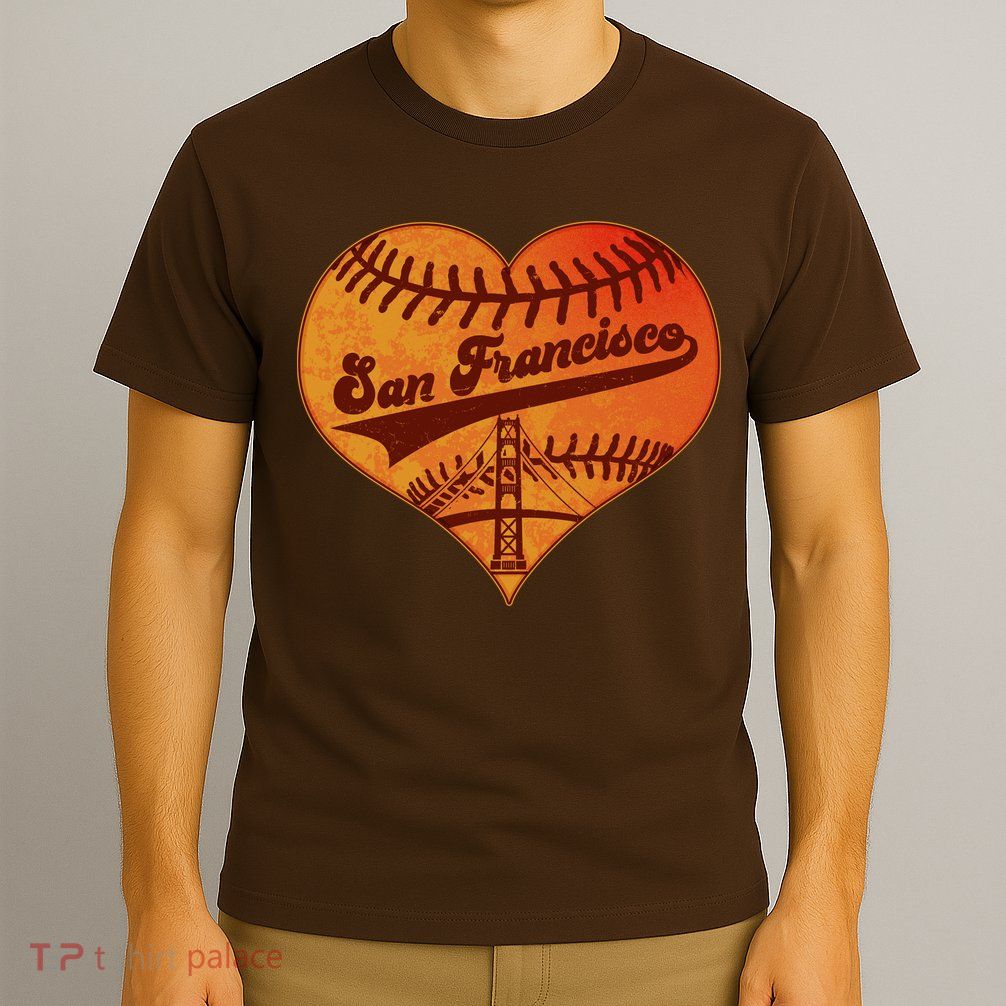 Retro Vintage San Francisco Baseball Heart T-Shirt