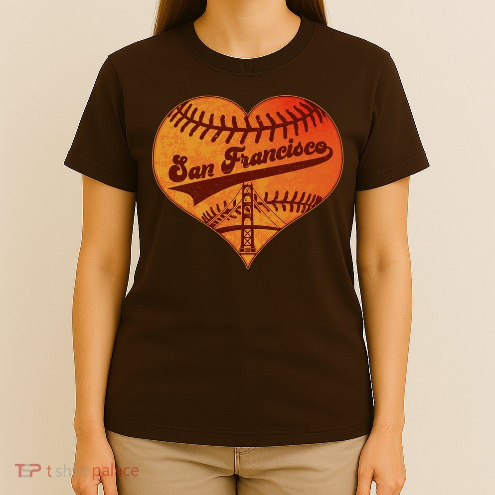 Retro Vintage San Francisco Baseball Heart T-Shirt