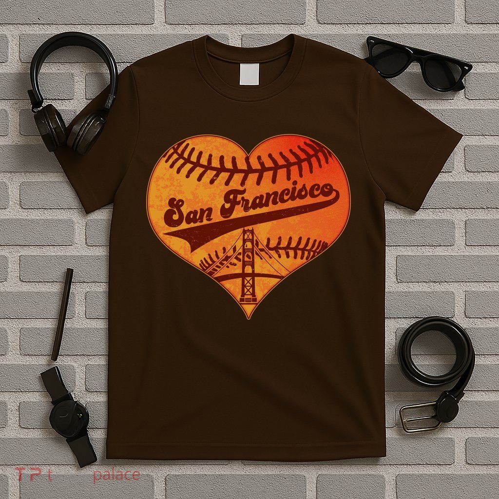 Retro Vintage San Francisco Baseball Heart T-Shirt