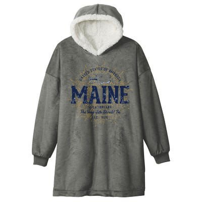 Retro Vintage State Of Maine Hooded Wearable Blanket