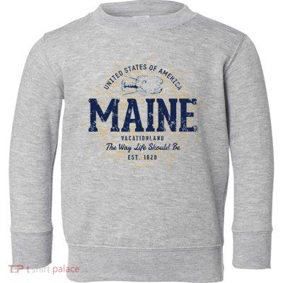 Retro Vintage State Of Maine Toddler Sweatshirt
