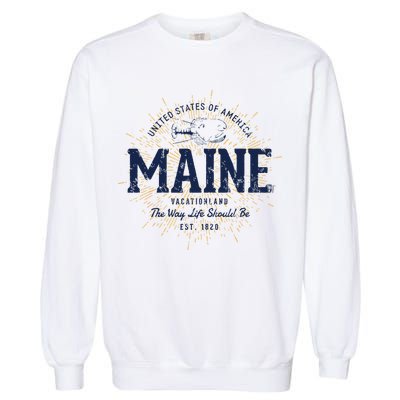 Retro Vintage State Of Maine Garment-Dyed Sweatshirt