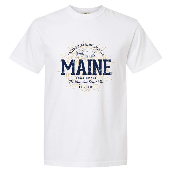 Retro Vintage State Of Maine Garment-Dyed Heavyweight T-Shirt