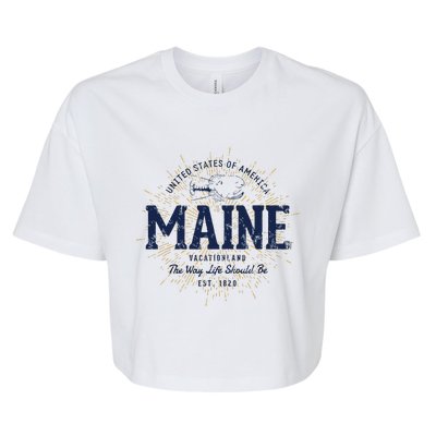 Retro Vintage State Of Maine Bella+Canvas Jersey Crop Tee