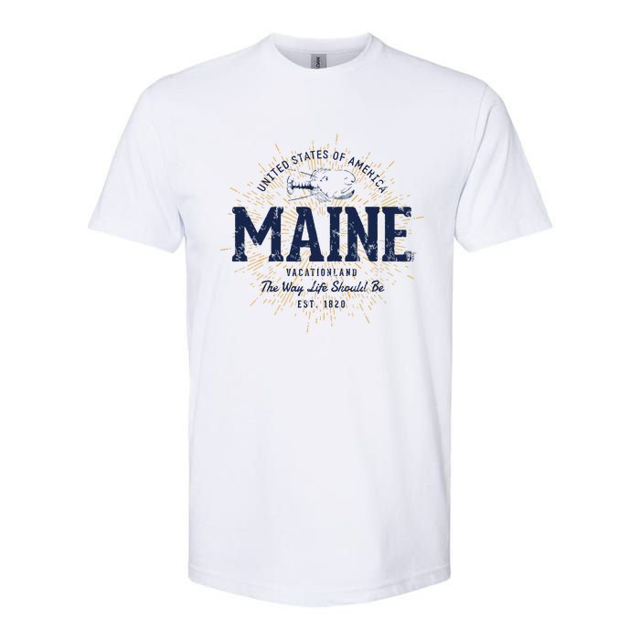 Retro Vintage State Of Maine Softstyle CVC T-Shirt