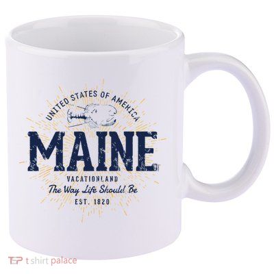 Retro Vintage State Of Maine 11oz C Handle Ceramic Mug