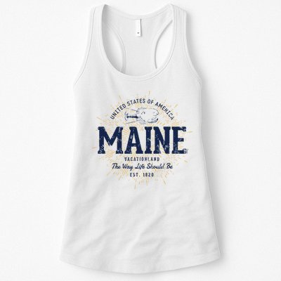 Retro Vintage State Of Maine Womens Tank Top