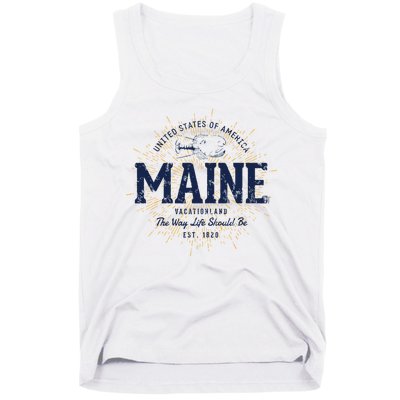 Retro Vintage State Of Maine Tank Top