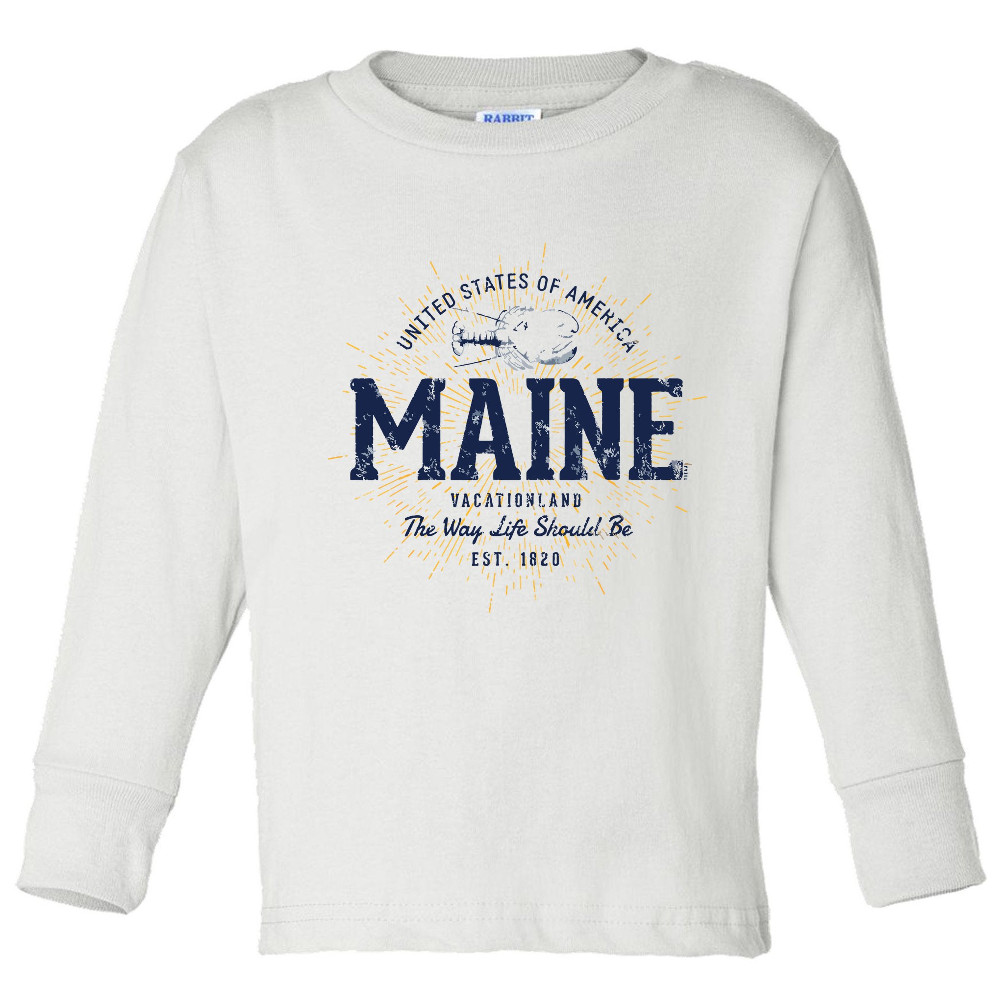Retro Vintage State Of Maine Toddler Long Sleeve Shirt