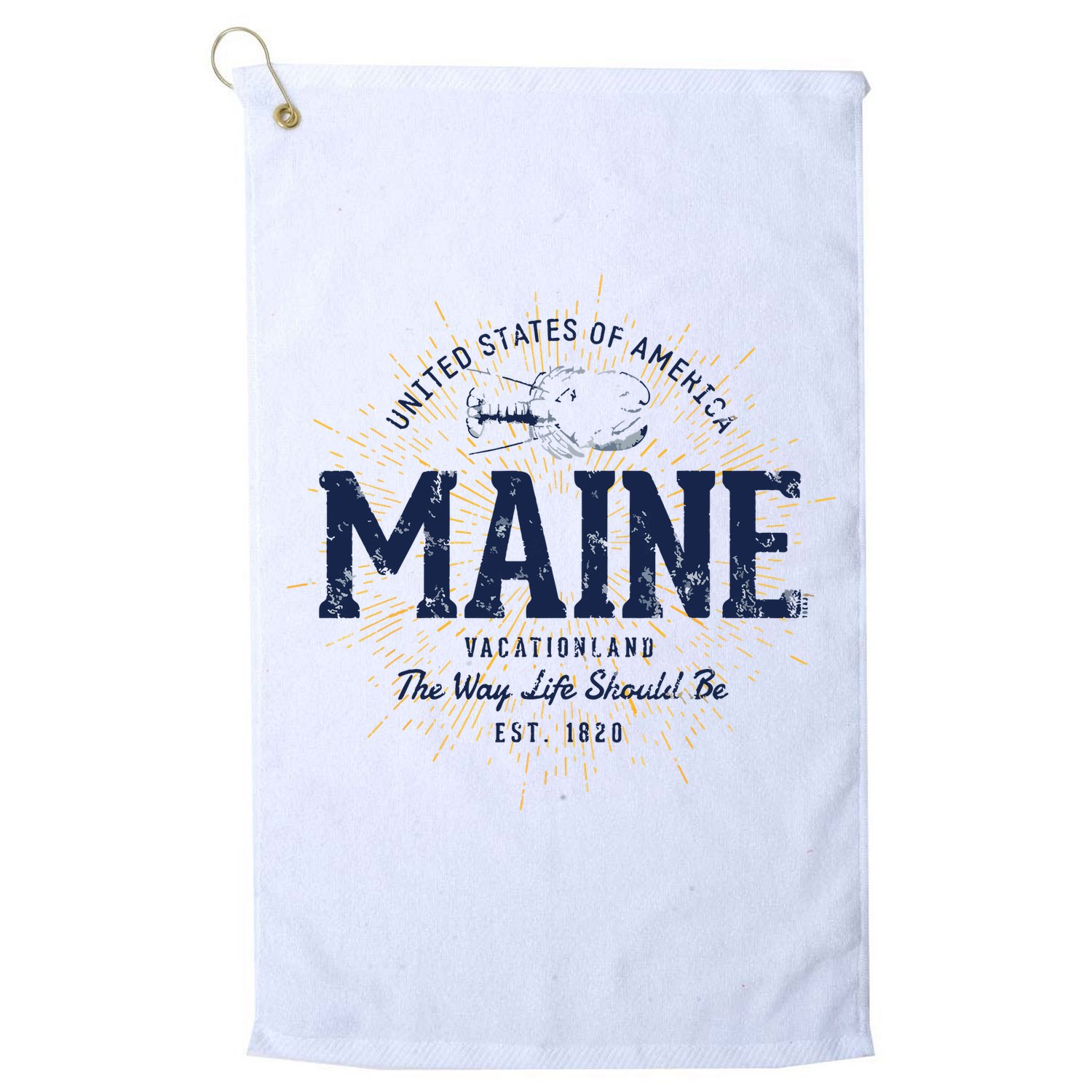 Retro Vintage State Of Maine Golf Towel