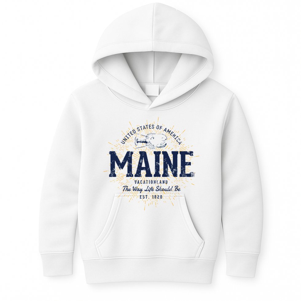 Retro Vintage State Of Maine Kids Hoodie