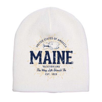 Retro Vintage State Of Maine Short Acrylic Beanie