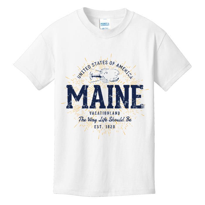 Retro Vintage State Of Maine Kids T-Shirt