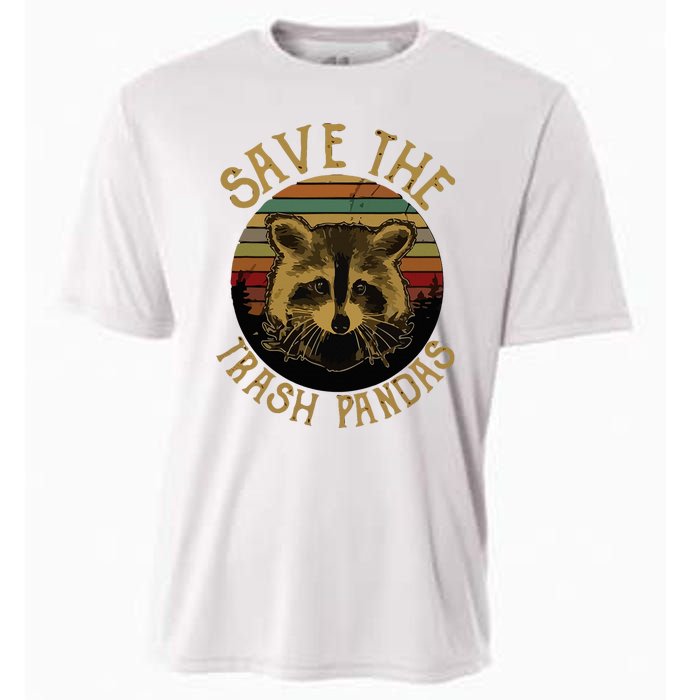 Retro Vintage Save The Trash Pandas Funny Raccoon Animal Cooling Performance Crew T-Shirt