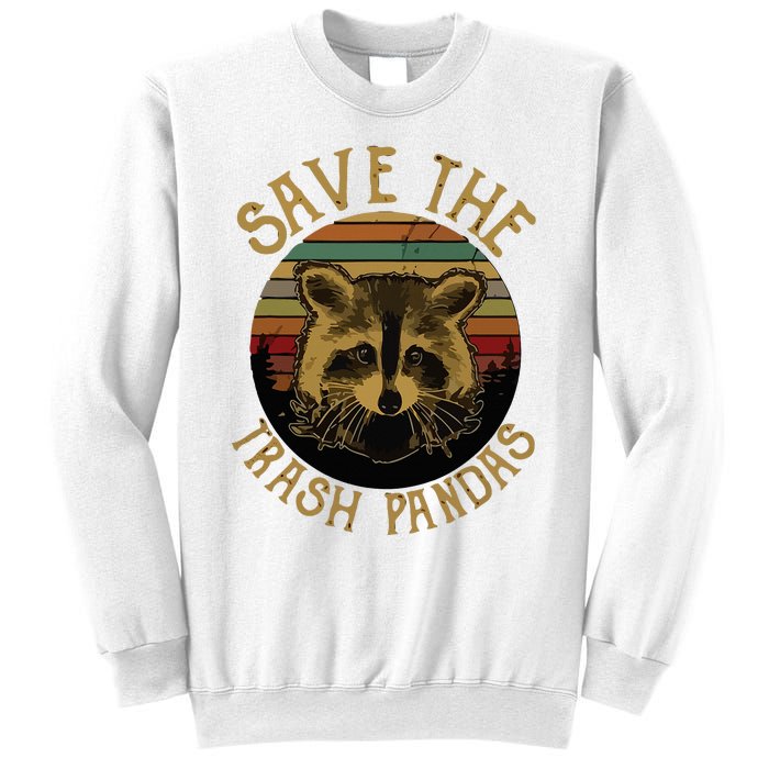 Retro Vintage Save The Trash Pandas Funny Raccoon Animal Sweatshirt