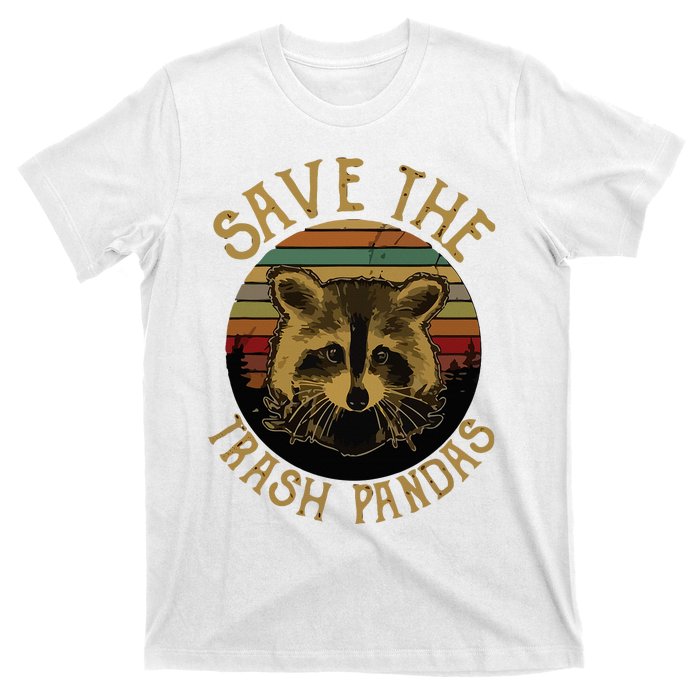 Retro Vintage Save The Trash Pandas Funny Raccoon Animal T-Shirt