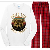 Retro Vintage Save The Trash Pandas Funny Raccoon Animal Long Sleeve Pajama Set