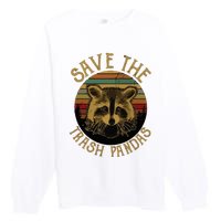 Retro Vintage Save The Trash Pandas Funny Raccoon Animal Premium Crewneck Sweatshirt