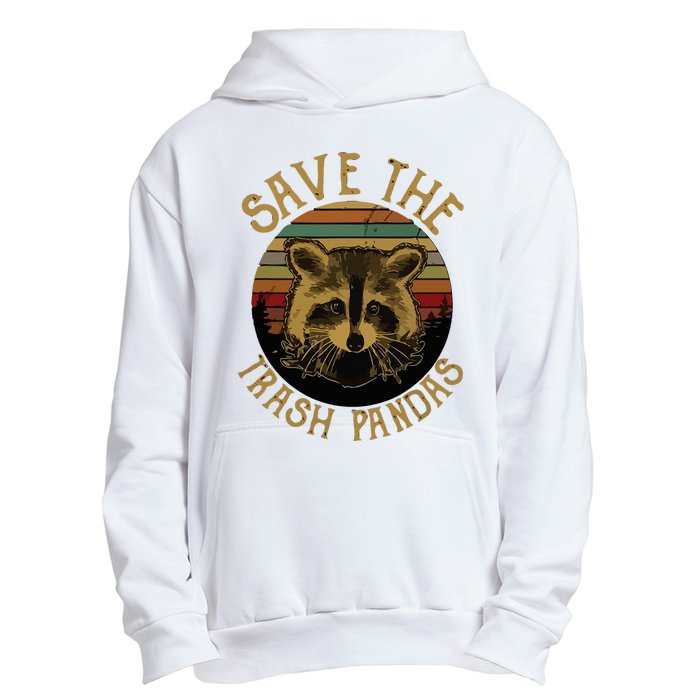 Retro Vintage Save The Trash Pandas Funny Raccoon Animal Urban Pullover Hoodie