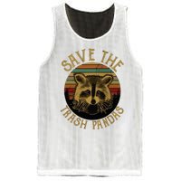 Retro Vintage Save The Trash Pandas Funny Raccoon Animal Mesh Reversible Basketball Jersey Tank