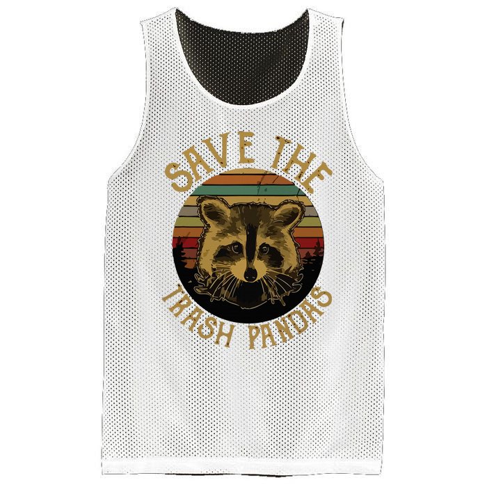 Retro Vintage Save The Trash Pandas Funny Raccoon Animal Mesh Reversible Basketball Jersey Tank