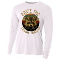 Retro Vintage Save The Trash Pandas Funny Raccoon Animal Cooling Performance Long Sleeve Crew