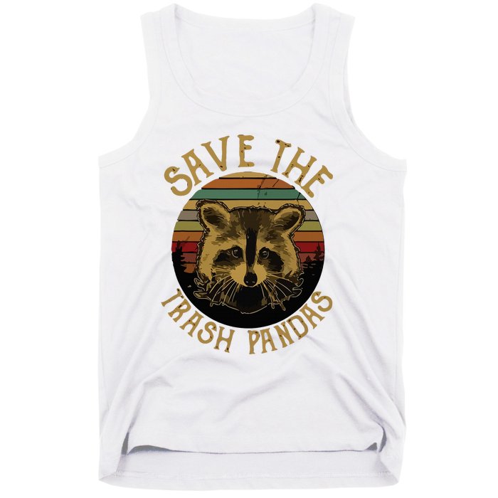 Retro Vintage Save The Trash Pandas Funny Raccoon Animal Tank Top