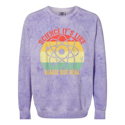 Retro Vintage Science Like Magic But Real Gift Colorblast Crewneck Sweatshirt