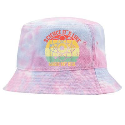 Retro Vintage Science Like Magic But Real Gift Tie-Dyed Bucket Hat