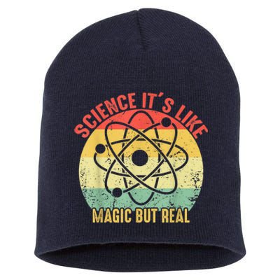 Retro Vintage Science Like Magic But Real Gift Short Acrylic Beanie