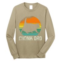 Retro Vintage Style Funny Fat Daddy Cat Meme Chonk Cat Dad Long Sleeve Shirt