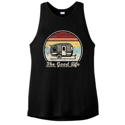 Retro Vintage Shasta Trailer The Good Life Camper Camping Ladies PosiCharge Tri-Blend Wicking Tank