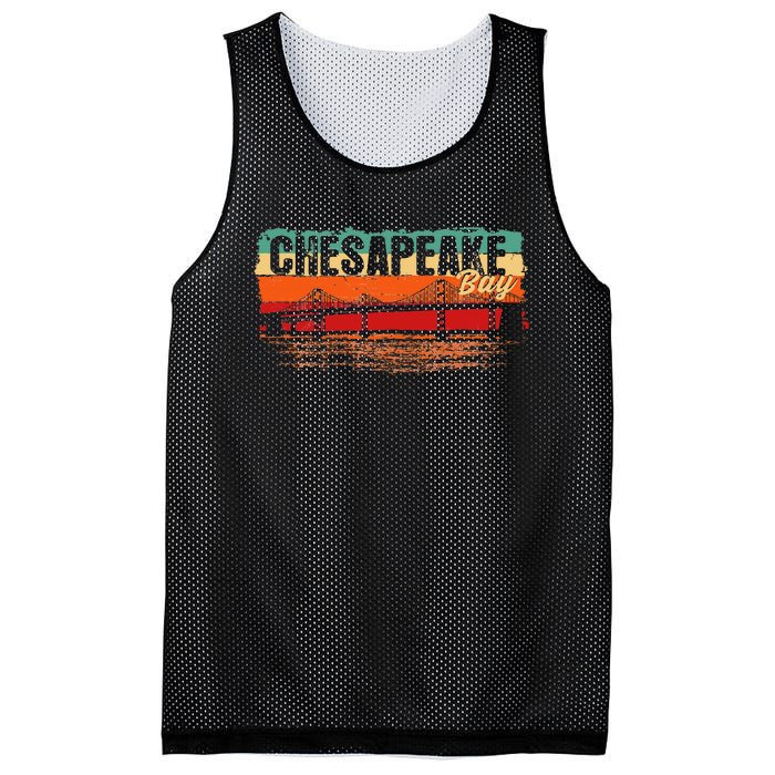 Retro Vintage Sunset Chesapeake Bay Mesh Reversible Basketball Jersey Tank