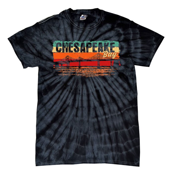 Retro Vintage Sunset Chesapeake Bay Tie-Dye T-Shirt