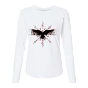 Retro Viking Symbol Nordic Raven Rune Celtic Symbol Womens Cotton Relaxed Long Sleeve T-Shirt