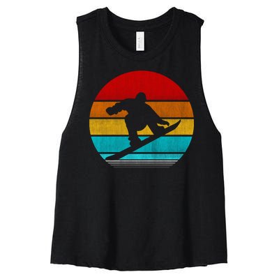 Retro Vintage Snowboard Women's Racerback Cropped Tank