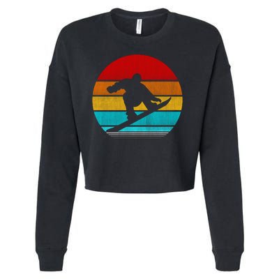 Retro Vintage Snowboard Cropped Pullover Crew