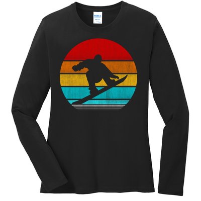 Retro Vintage Snowboard Ladies Long Sleeve Shirt