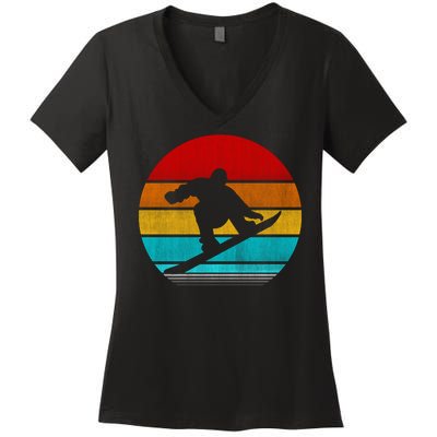 Retro Vintage Snowboard Women's V-Neck T-Shirt