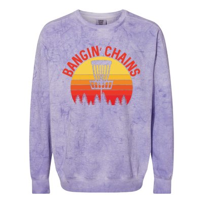 Retro Vintage Sunset Disc Golf Shirt Bangin Chains Colorblast Crewneck Sweatshirt