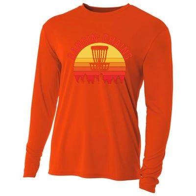 Retro Vintage Sunset Disc Golf Shirt Bangin Chains Cooling Performance Long Sleeve Crew