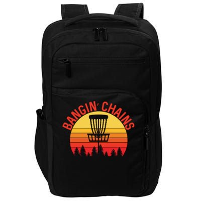 Retro Vintage Sunset Disc Golf Shirt Bangin Chains Impact Tech Backpack