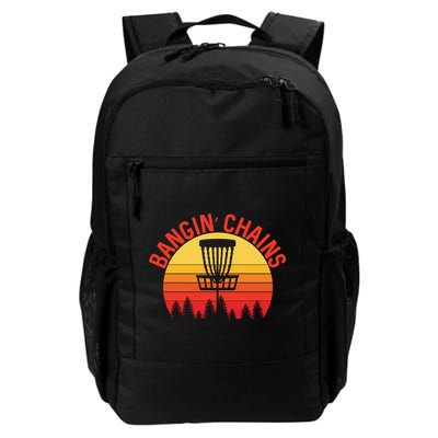 Retro Vintage Sunset Disc Golf Shirt Bangin Chains Backpack