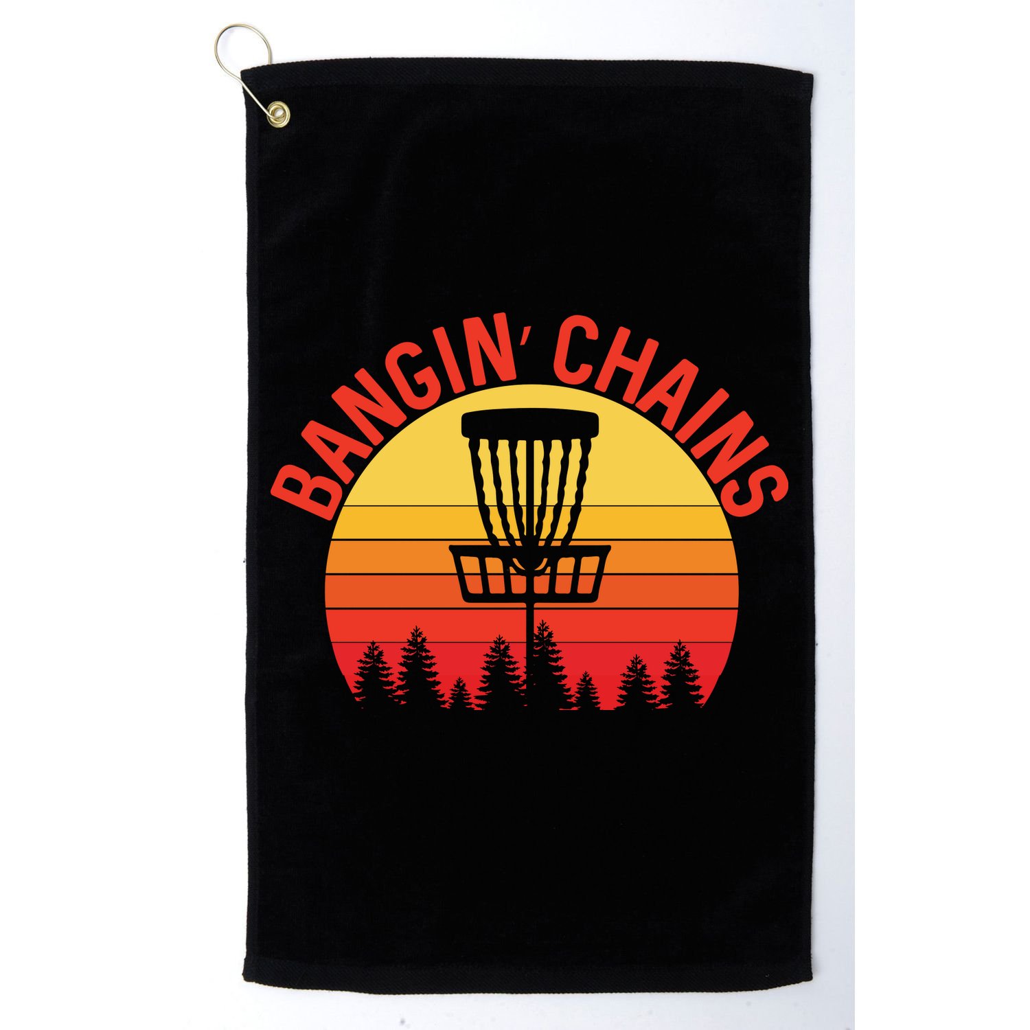 Retro Vintage Sunset Disc Golf Shirt Bangin Chains Golf Towel