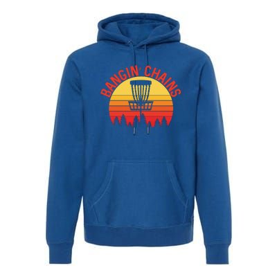 Retro Vintage Sunset Disc Golf Shirt Bangin Chains Premium Hoodie