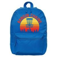 Retro Vintage Sunset Disc Golf Shirt Bangin Chains 16 in Basic Backpack